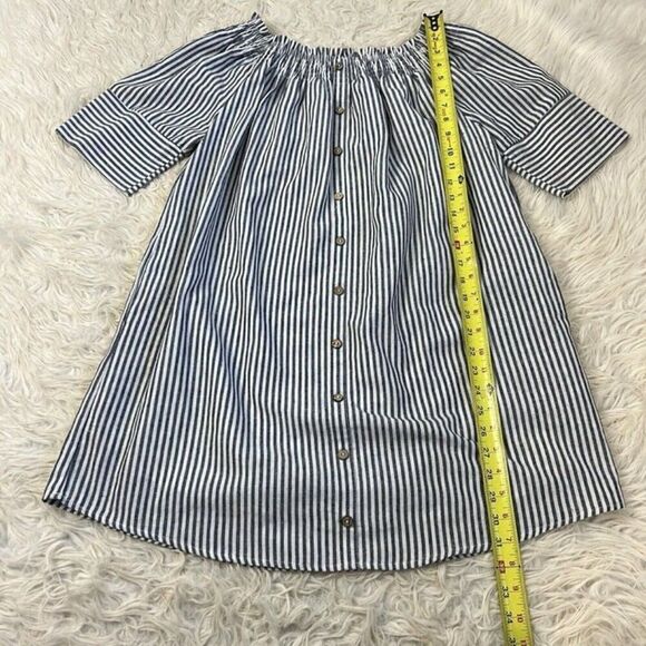 Paper Crane NWOT Cotton Striped Smocked Off Shoulder Midi Dress Boho Dress Large - Picture 3 of 12
